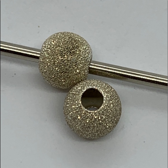 3 Charm Beads: 2 Glitter & Pink Sterling Italy - Picture 2 of 6